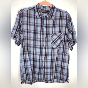 SKU Men's Light Blue and Brown Plaid Shirt